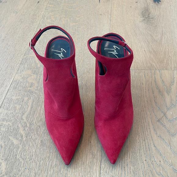 Red Suede Giuseppe Zanotti Booties (No Box/No Bag) - Picture 1 of 6